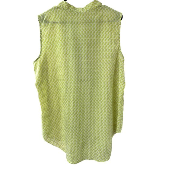 🌸3/$15🌸Green & White Hi-Low Geometric Design Women's Tank with 3/4 Zipper sz L - Picture 5 of 6